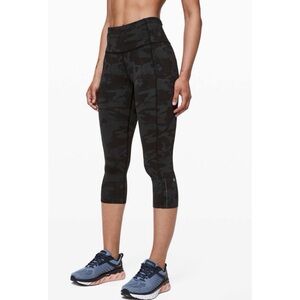 Lululemon Fast and Free Crop II 19" Incognito Camo Multi Grey 6